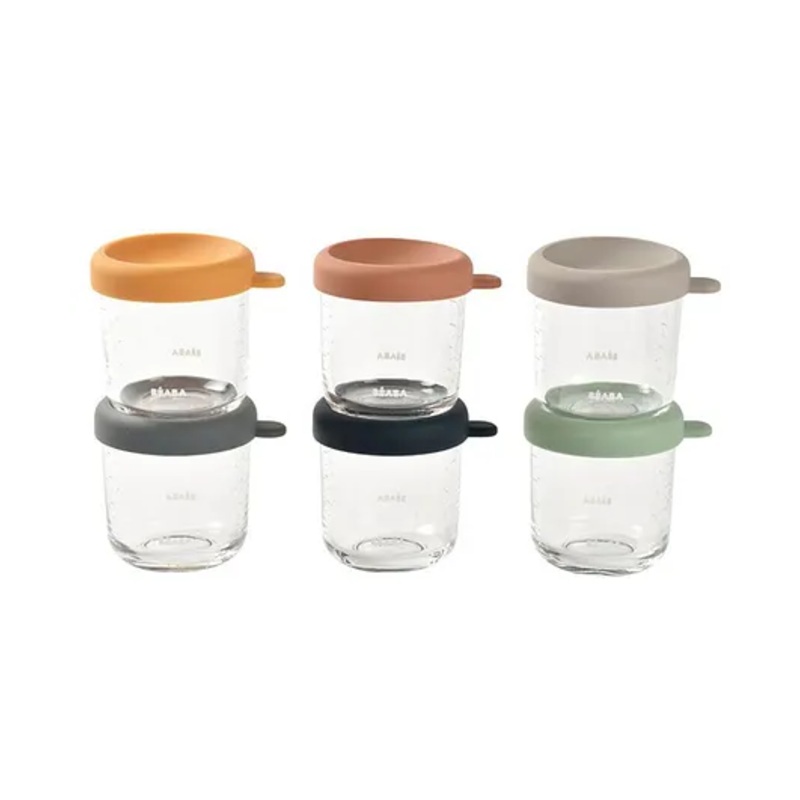 Beaba Set of 6 Glass Food Storage Containers  250 ml Sunrise