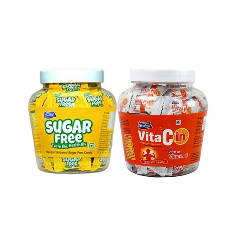 Derby Sugar Free Mango Candy Approx 115pcs 330gms and Vitacin Poly 100pcs 350gms  (Pack Of 2 )