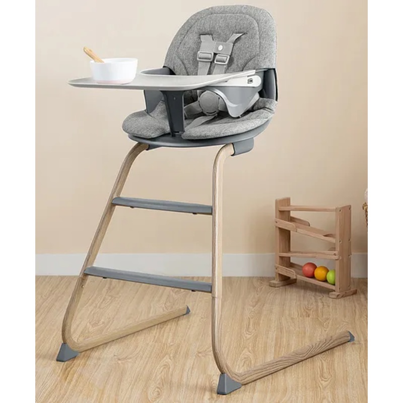 Growgether Gravity High Chair – Ergonomic Baby Chair with Tool Free Click System, 5-Point Safety Harness, Easy Clean & Removable Tray – Certified Safe (EN 14988) for 6M-5Y – Grey