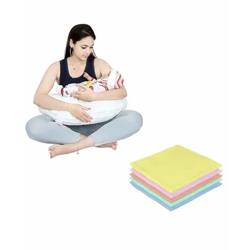 Lulamom Nursing Pillow with Cover Swish Print & Muslin Napkin – Green