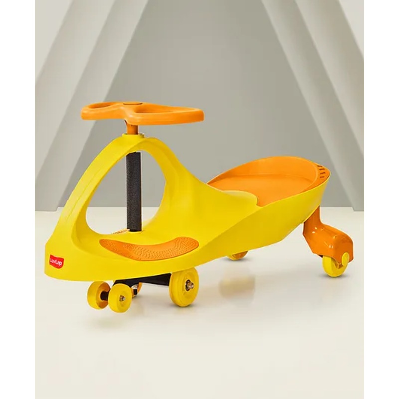 LuvLap Sunshine Swing Car, Magic Push Ride-On Toy for Kids 3+ Years, Comfortable Seat, Durable Construction, Smooth Ride, Bright Yellow