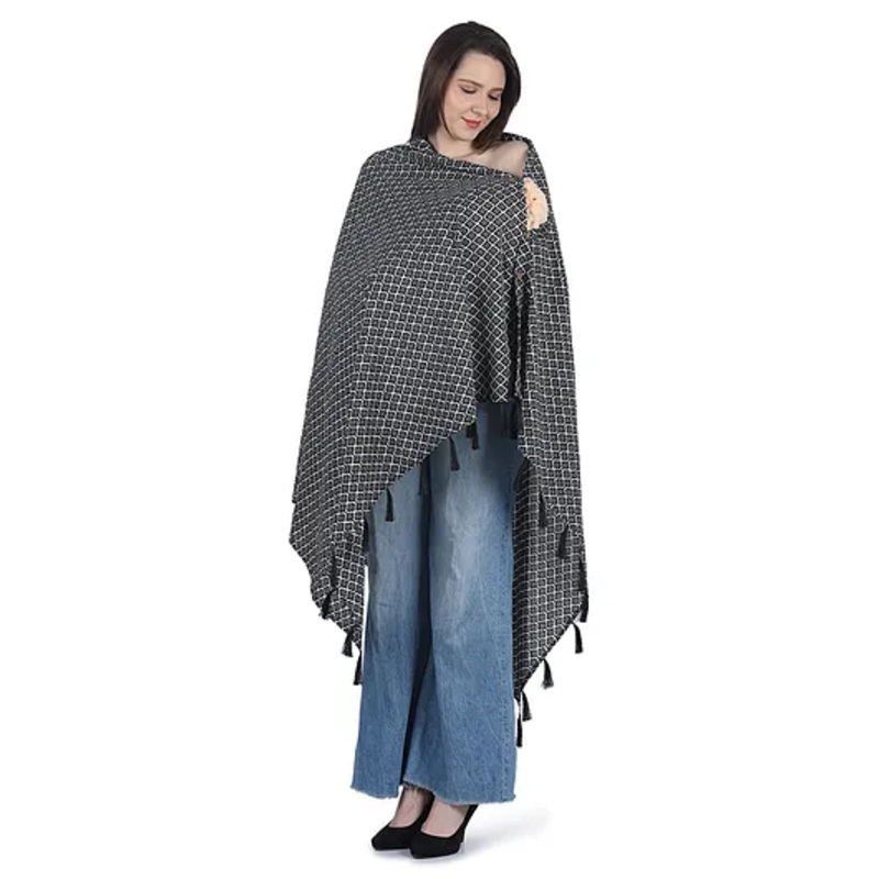 Mums Caress Printed Premium Cotton Nursing Stole – Black