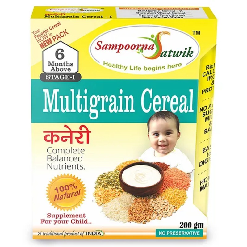 Sampoorna Satwik Multigrain Baby Cereal Stage 1, 6-24 Months, 200g – Natural, Preservative-Free