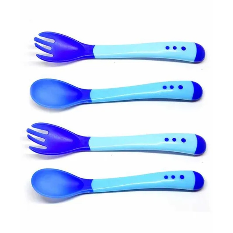 The Little Lookers Temperature Sensing  Spoon & Fork Pack of 4 – Blue