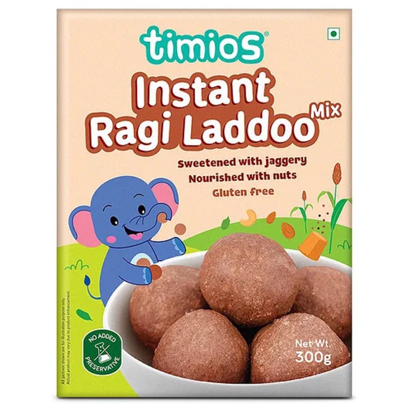 timios Organic No Maida Ragi Laddoo Mix | Made With Ragi Flour, Jaggery and Sprouted Nutrition | Instant and Healthy Breakfast –  300 g