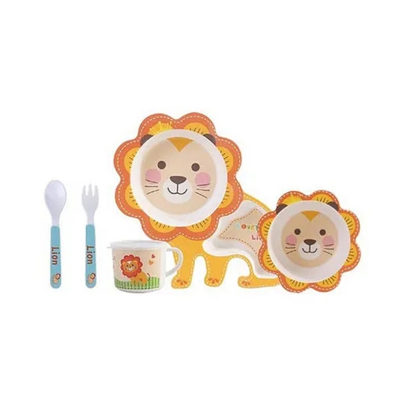 YAMAMA Lion Shape Bamboo Dinnerware Set of 5 – Multicolour