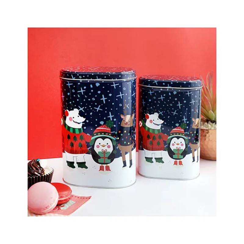 A Vintage Affair Santa & Friends Snack Container Pack of 2 – Blue