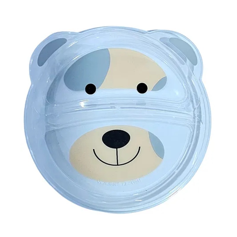 Adore Binge-The Teddy Designed Feeding Plate with Partition- Offwhite (Pack of 1)