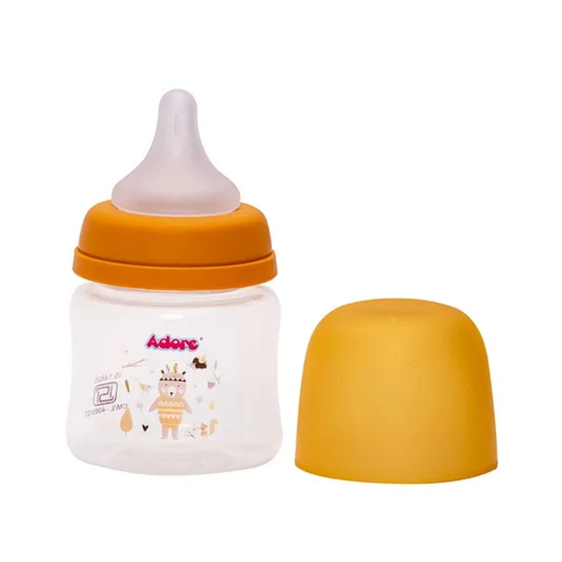 Adore Skoot Jr 2 Stage Wideneck Feeding Bottle with Premium Matte Anti-Colic Teat- BIS approved- 125ml- Yellow