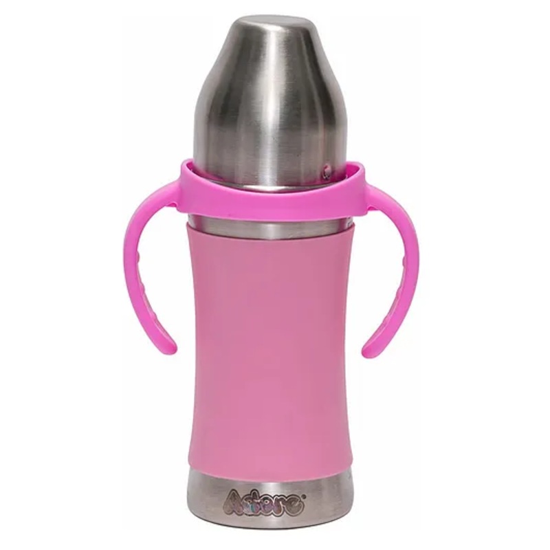 Adore Stainless Steel Straw Sipper with Sleeve and Handle Pink – 250 ml