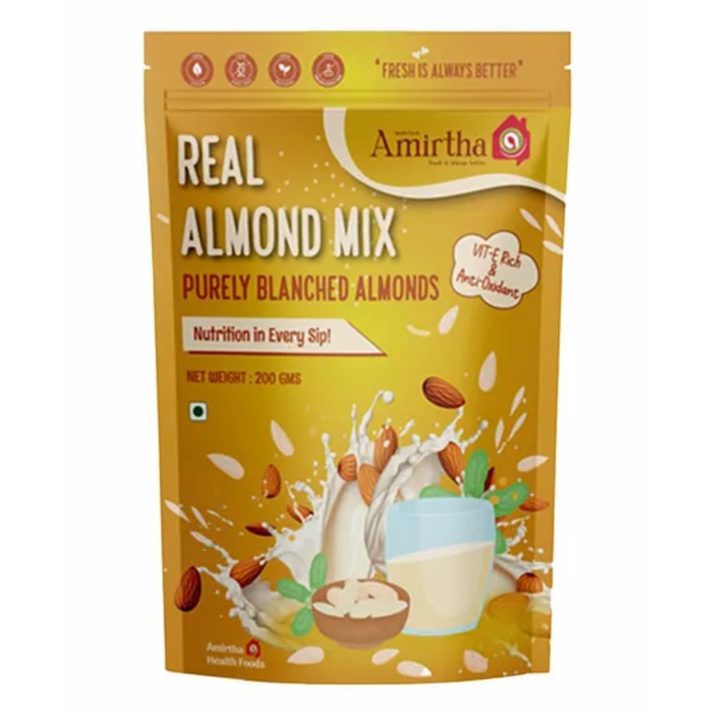 Amirtha Health Foods – Real Almond Mix | Made purely with skin-peeled almonds | No Refined sugar