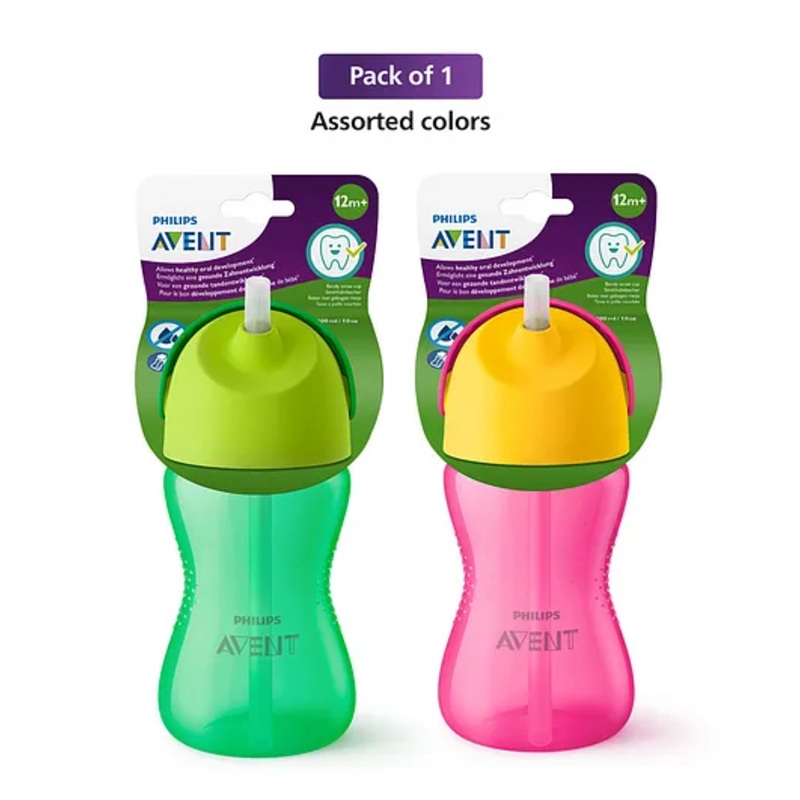 Avent Bendy Straw Cup I 12M+ Plastic BPA Free – 300 ml (Color May Vary)