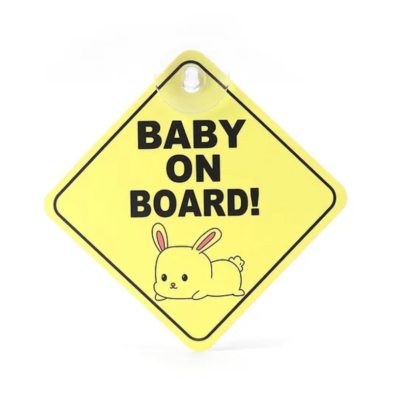Babyhug Car Sign Boards & Stickers with Rabbit Print -Yellow