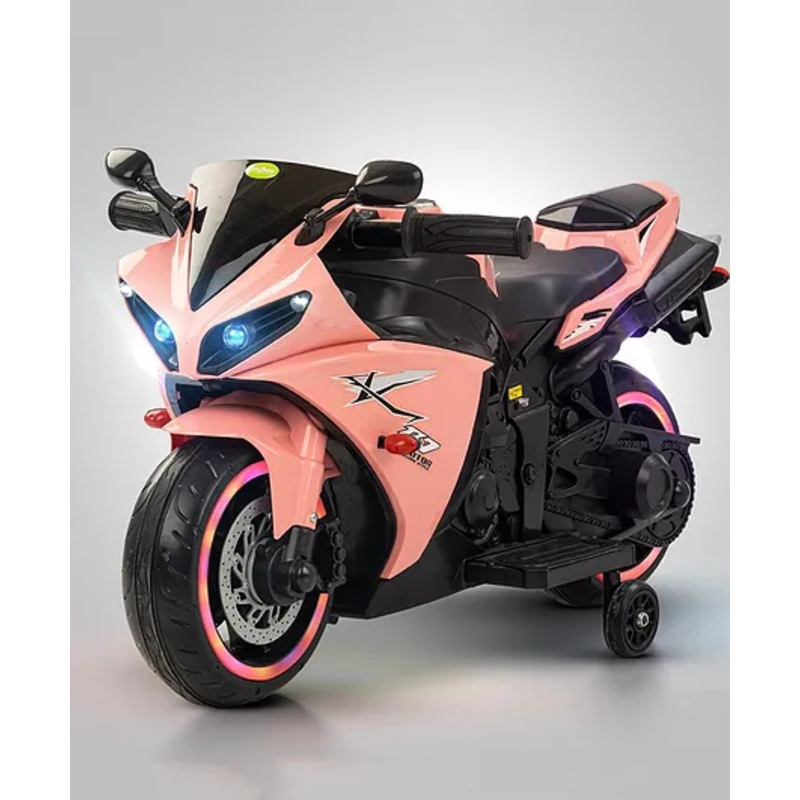 Baybee R7 Rechargeable Battery Operated Bike for Kids, Baby Bike with Hand Accelerator & LED Light Wheels  (Pink)
