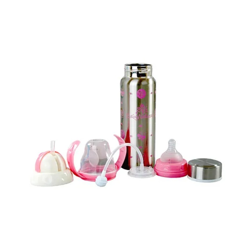 DOMENICO 3 in 1 ThermoSteel Multifunctional Baby Feeding Bottle Pink – 240 ml