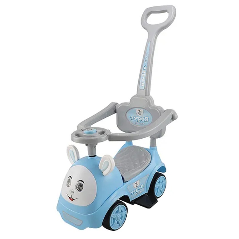 JoyRide 3 in 1 Push Car Bunny Roger Rideon with Removable Parental Handle Guardrails Rideons & Wagons Non Battery Operated Ride On – BLUE
