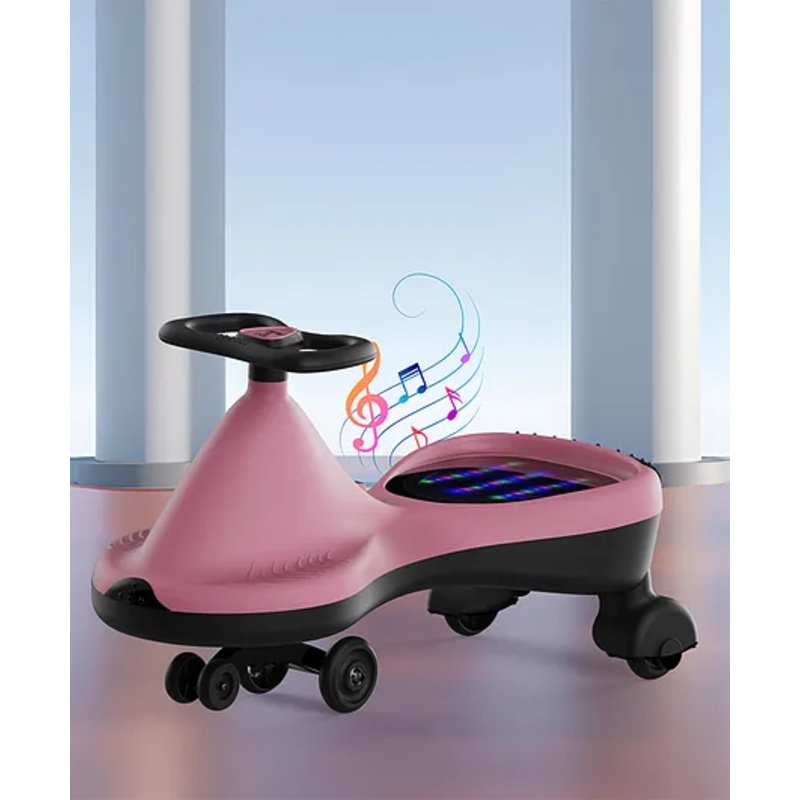 Kids Swing Car with Light & Music | Easy to Handle| Built for Rough Play| Encourages Physical Activity| Smooth Wheels| Colorful LED Lights – Peach