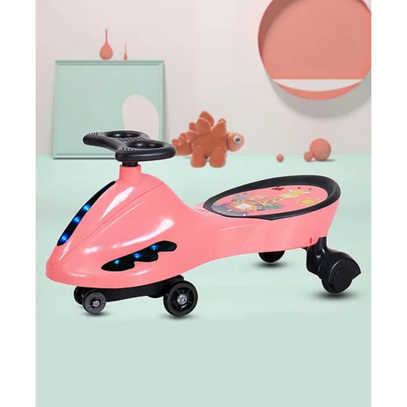 Kids Swing Car With Light & Music- Pink