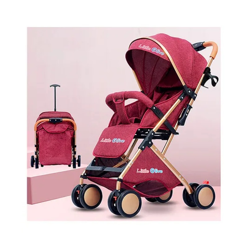 Little Olive BabyJoy Lightweight And Compact Stroller with Adjustable Canopy – Red