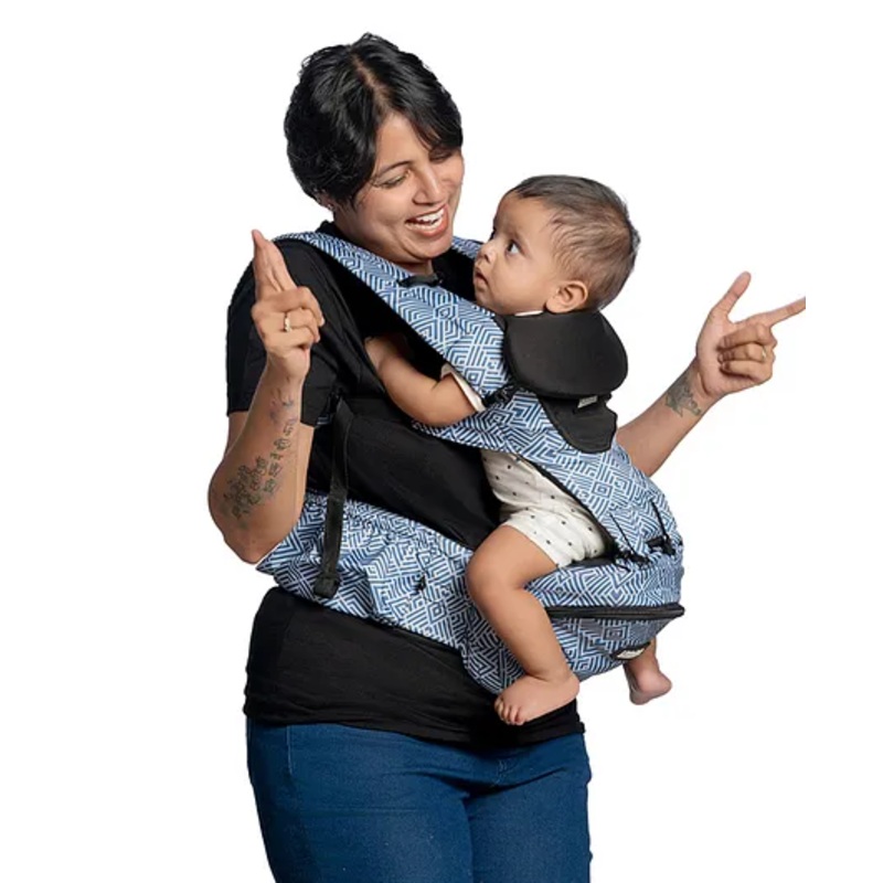 Littlebum Blue Ocean Detachable Hip Seat Baby Carrier | Lightweight, Ergonomic, Adjustable & Lightweight | It supports up to 20 kg | Perfect for front and back carrying, this versatile carrier is ideal for hiking and everyday use.