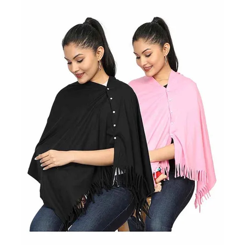 Nene Multi Purpose Nursing Shawl Pack of 2 – Black Light Pink