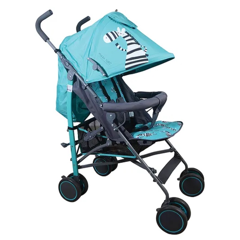 POLKA TOTS Zebra Stroller Pram for 0 to 3 Years Kids 5 Point Safety Harness Adjustable Lightweight Travel Buggy – Blue