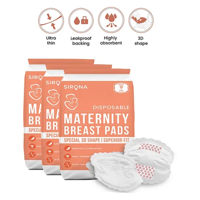 Sirona FDA Approved Premium Disposable Maternity Breast Pads Pack of 3 – 36 Pads Each