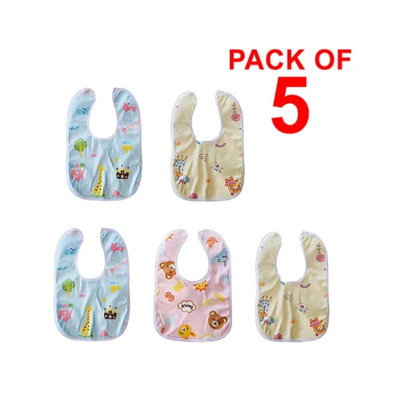 SYGA 5 Pieces Bandana Style Dribble Bibs Soft & Absorbent With Adjustable Snaps (Color and Print May Vary)