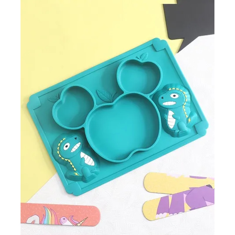 Three Compartmented Silicone Plate – Green