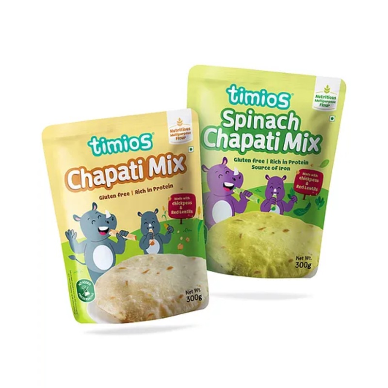 timios Gluten Free Chapati Mix & Spinach Chapati Mix Pack of 2 – 300 g Each