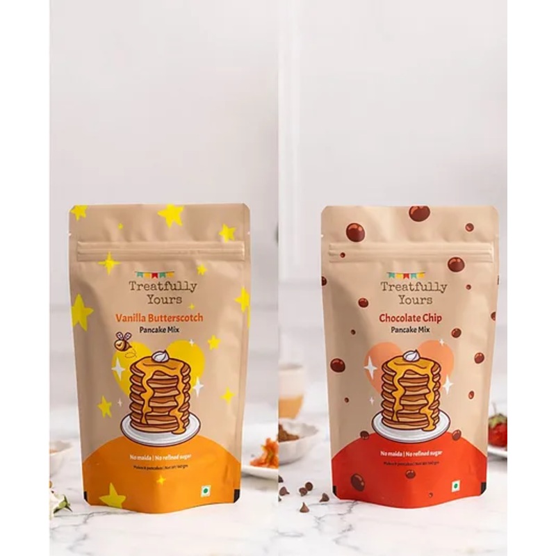 Treatfully Yours Vanilla Butterscotch & Chocolate Chip  Pancake Mix Combo Pack – 160 g Each