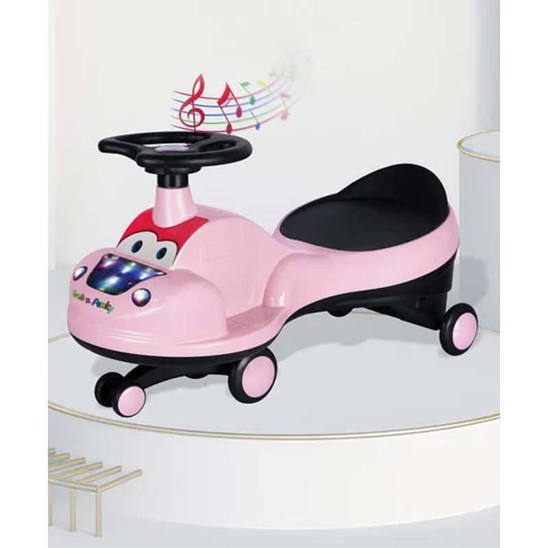 Wavezo Magic Swing Car with Lights Music & PU Wheels – Pink