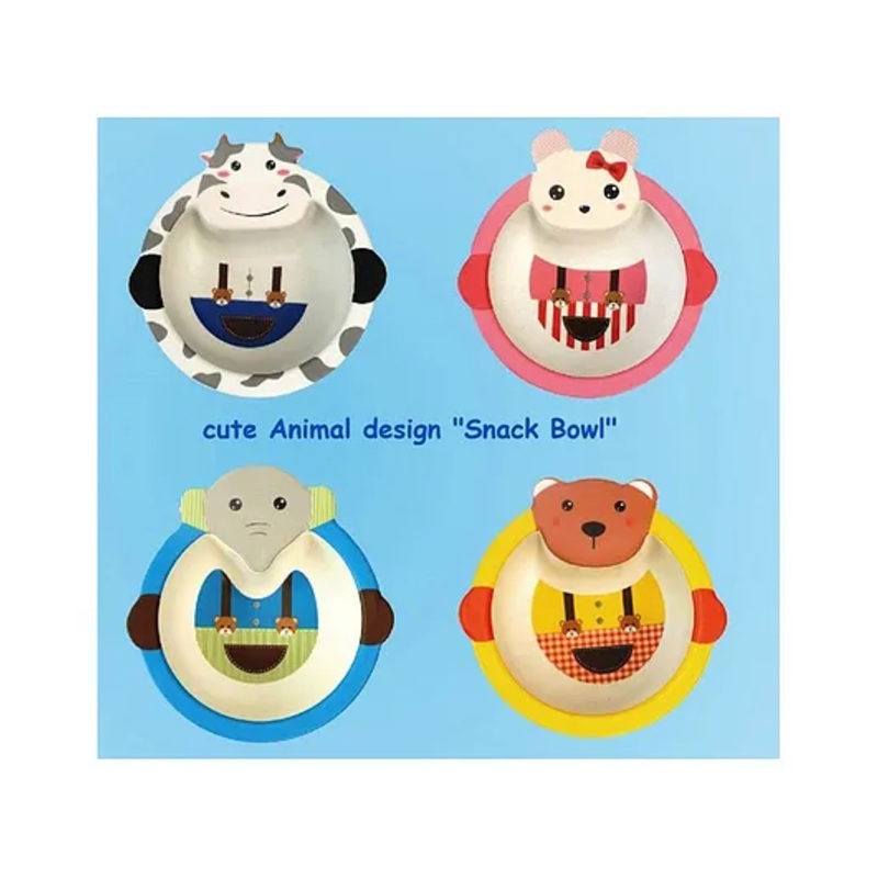YAMAMA Cute Animal Design Snack Bowl Shape Bamboo Tableware Set for Kids   Color May Vary