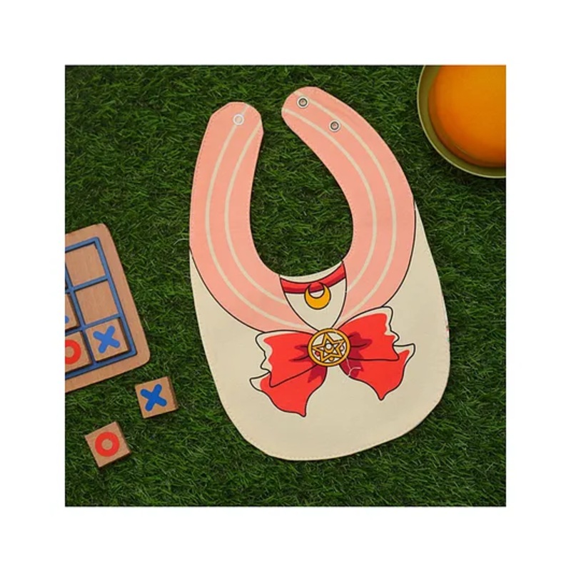 Yellow Bee Cotton Bow and Floral Print Reversible Bib with Double Closure for Girls – Cream and Peach