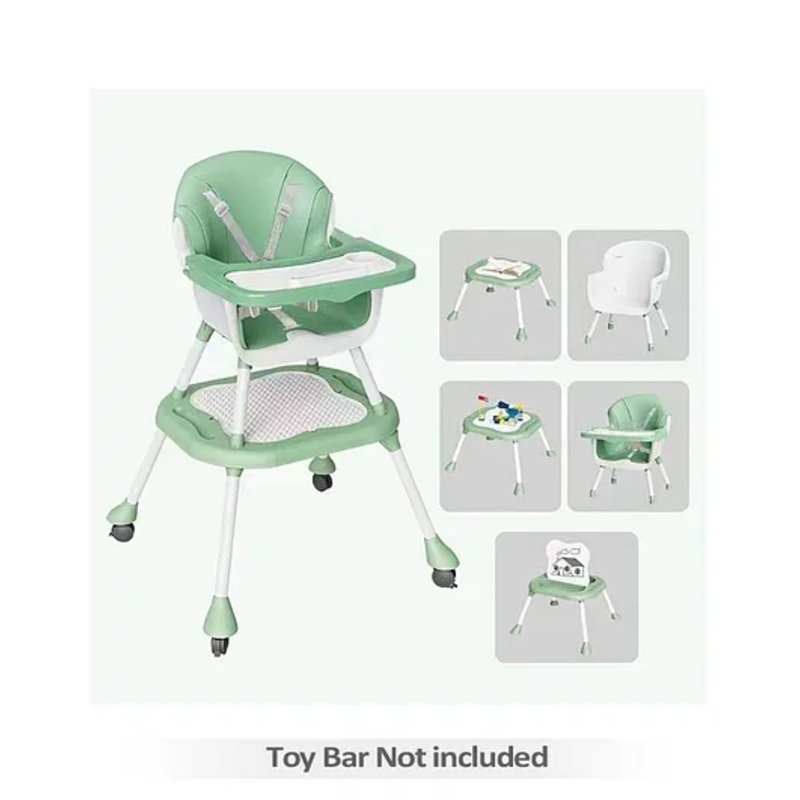 5 in 1 Baby High Chair | Low Chair | Booster Chair | Study Table and Game Table – Green