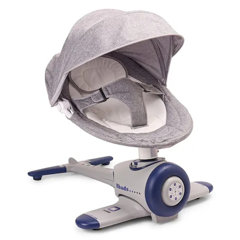 Airplane Shaped Electric Rocker with Mosquito Net & Remote – Grey