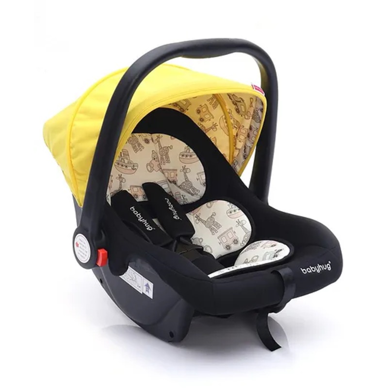 Babyhug Amber Ace Car Seat Cum Carry Cot With Mosquito Net with 1 Year Warranty – Yellow| Rocker & Feeding Chair| Adjustable Handle Position| Safety Harness| Removable Canopy & Mosquito Net| Soft Padded Cushion| Removable & Washable Seat Cover