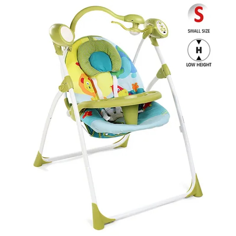 Babyhug Gaiety Electronic Swing With Timer & 5 Point Safety Harness – Blue Green( Without Hanging Toys)