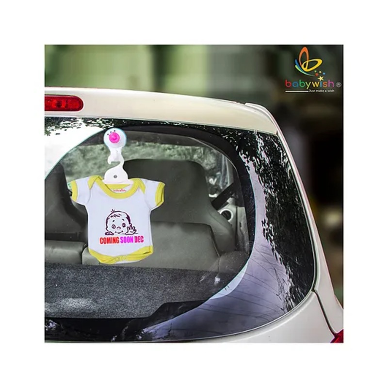 babywish Baby on Board Car Decals Cloth Safety Sign Board Come with One Hanger & One Large Vaccum Suction Coming Soon December – Yellow