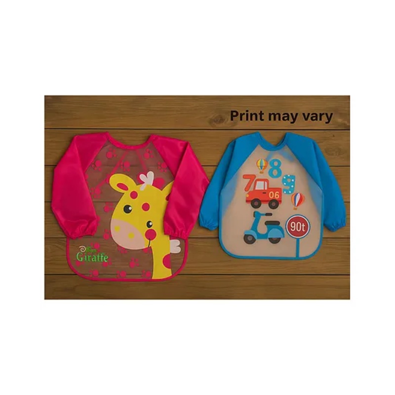 Badal Kidz Long Sleeve Bibs, Waterproof Baby Bibs, Toddler Sleeved Bib, Baby Smock for Eating Feeding, 6-24 Months -Pink & Blue