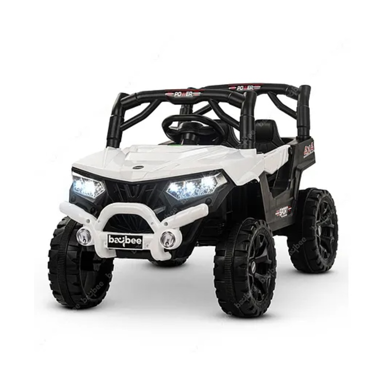 Baybee Rechargeable Battery Operated Ride on Electric Jeep Car for Kids with LED Light & Music Car Jeep  – White