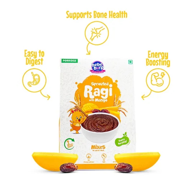 Bebe Burp Sprouted ragi with Mango Porridge – 200g