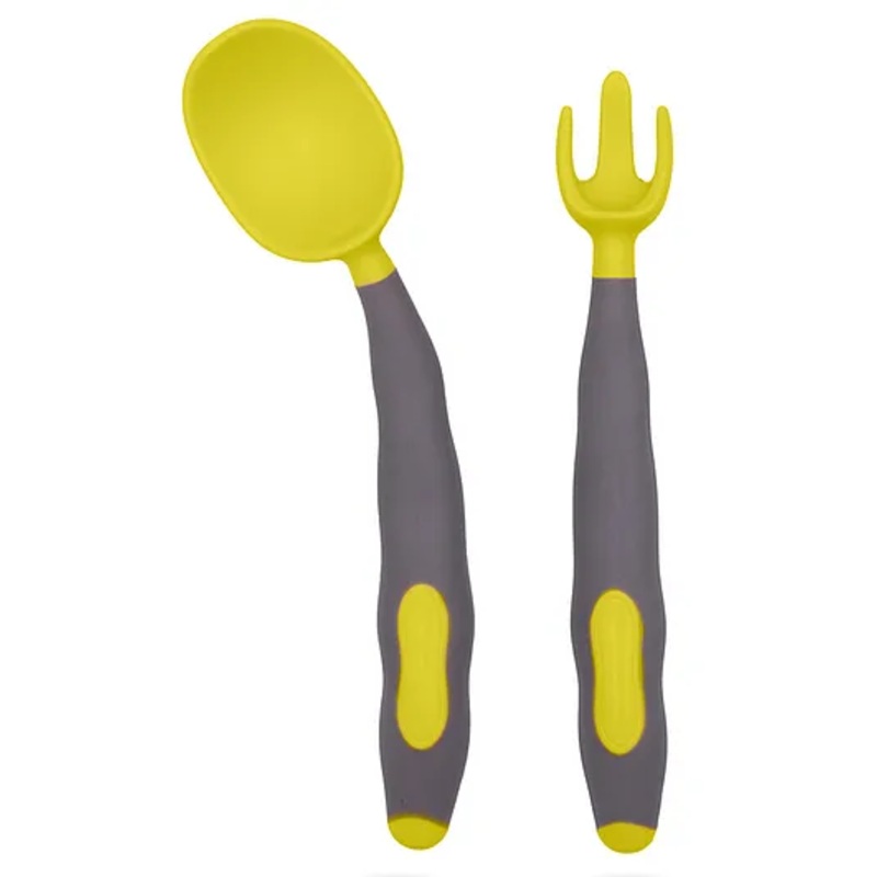 Bembika Training Spoon Twist Spoon Baby Silicone Training Spoon For Baby – Yellow Grey.