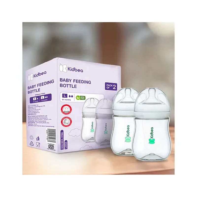 Kidbea Natural Milk Feeding Bottle, 270ml, 100 g offwhite – Pack of 2