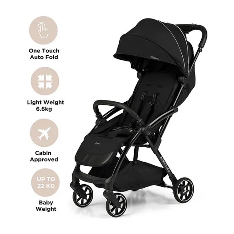 Leclerc Baby Influencer Air – Cabin Friendly Stroller- Flat Reclining Seat- One Touch Fold- (Upto 22Kg)- Black