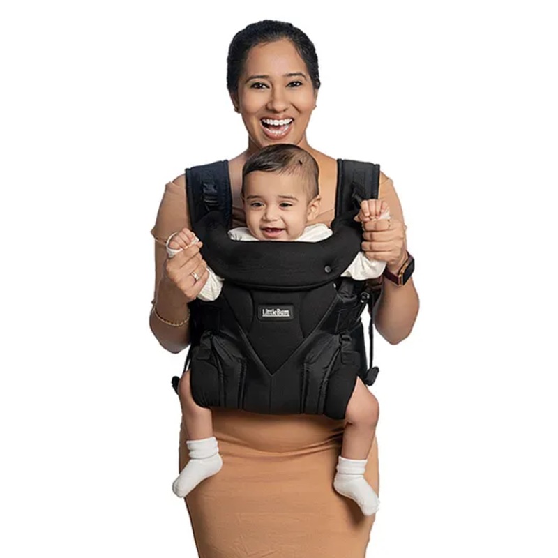Littlebum Handsfree Black Shoulder Baby Carrier | Lightweight, Ergonomic, Adjustable & Durable, Lightweight, Breathable, Adjustable and perfect for front and back carrying | Ideal for outdoor use, with added pockets for convenience