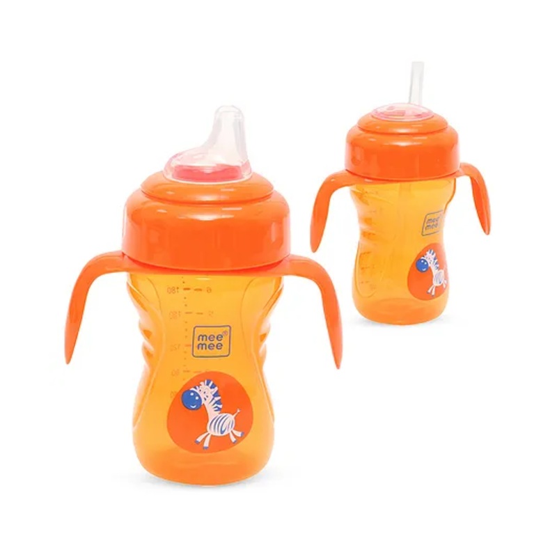 Mee Mee 2 in 1 Sprout & Straw Sipper Cup Orange – 240 ml