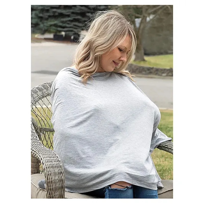 MOMISY Multipurpose Nursing Poncho Style Cover Scarf With Buttons – Grey