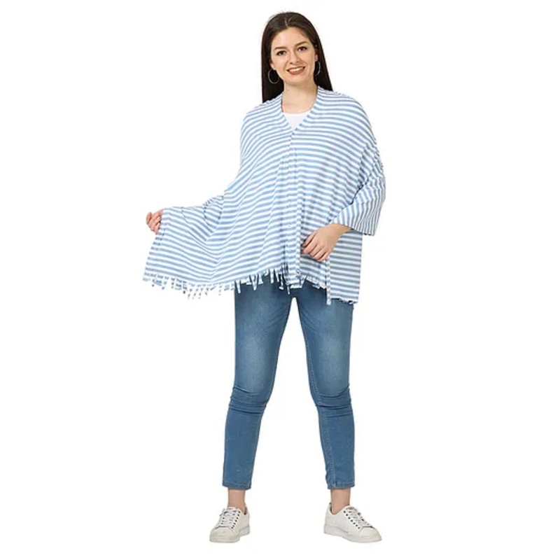 nene Breastfeeding Multi Purpose Nursing Poncho Breathable Breastfeeding Cover -Blue