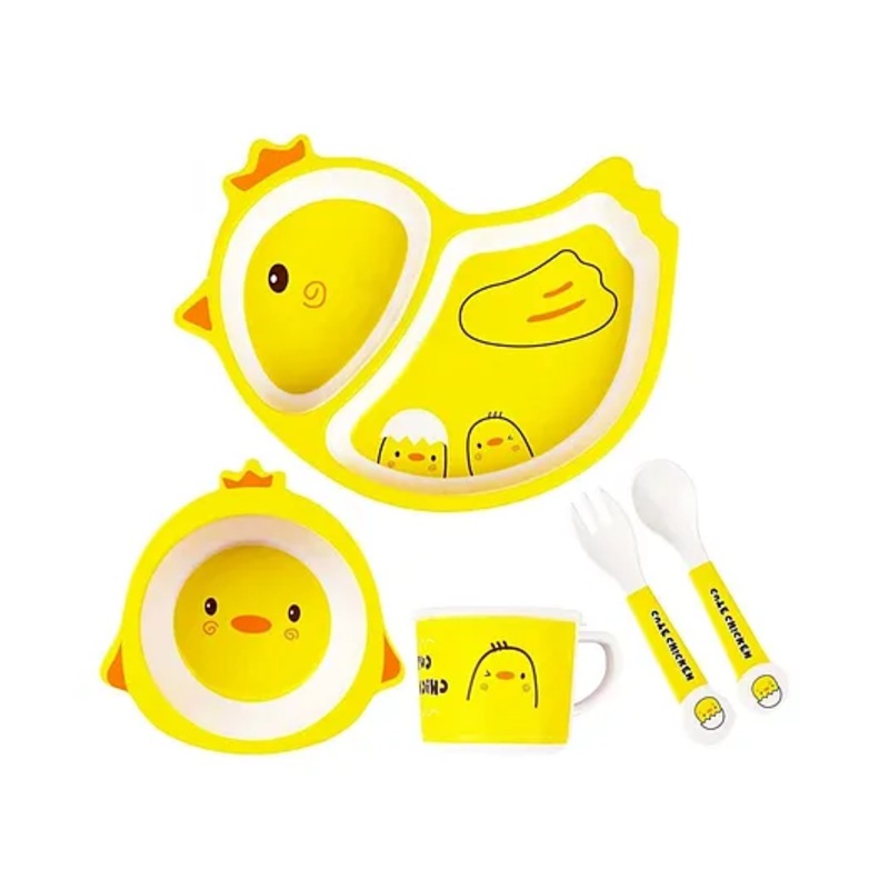 Sanjary Bamboo Tableware Chicken Shape Pack Of 5 – Yellow